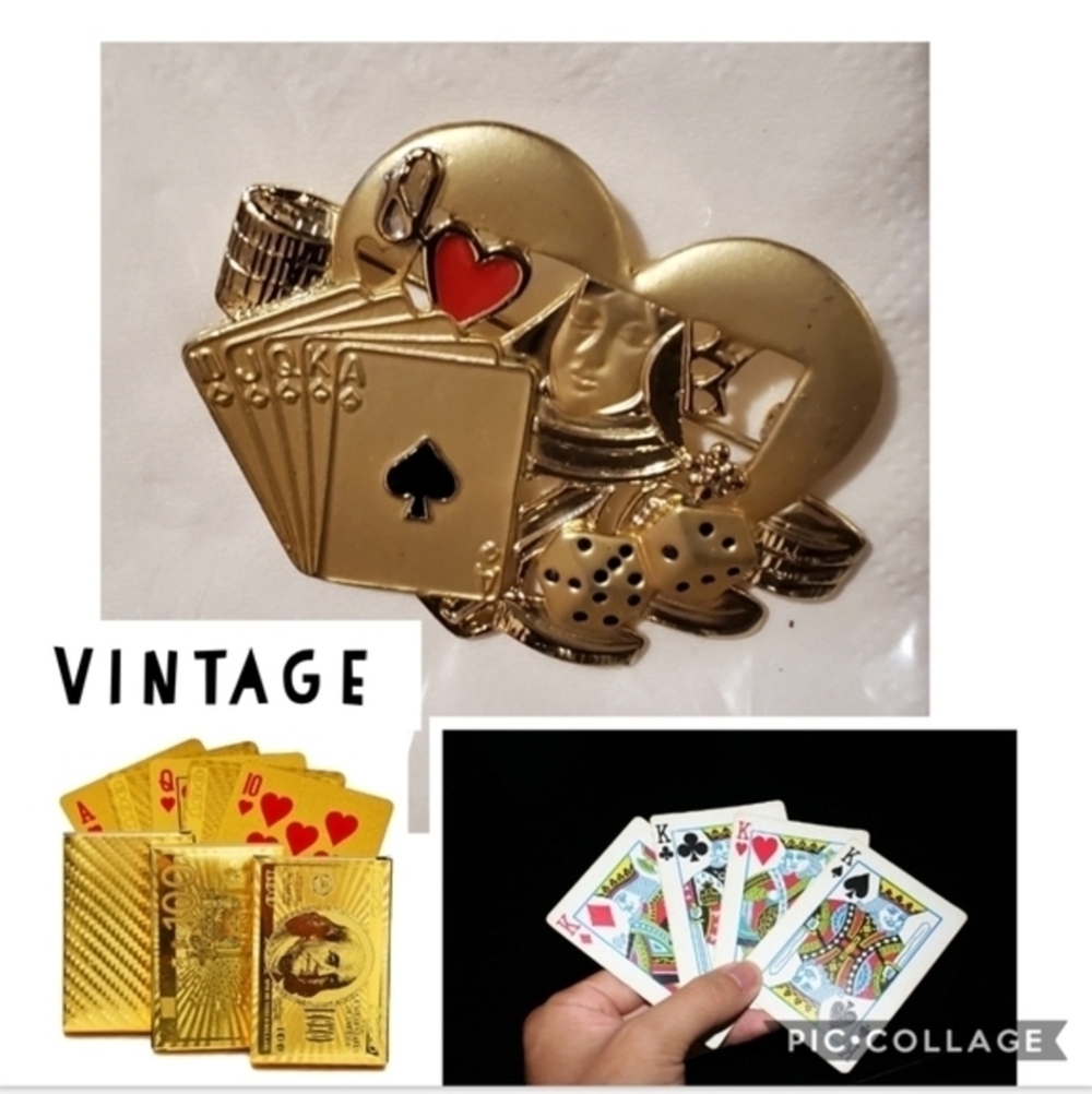 Lady luck cardshark ‎ enamel vintage brooch